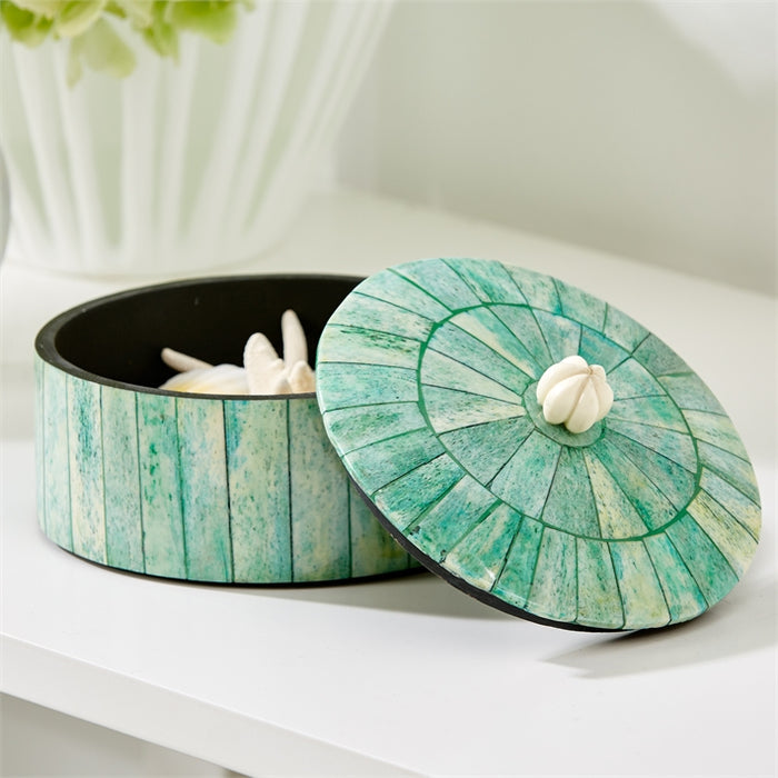 Carousel Verdigris Round Box with Lid