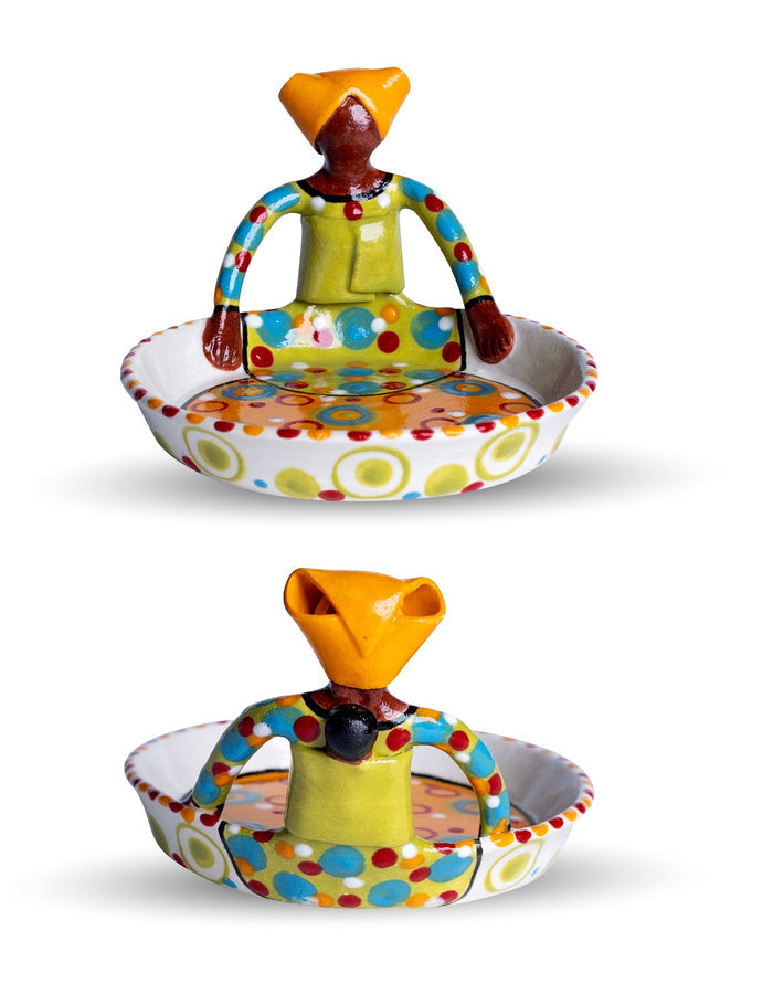Ceramic 1 Lady Ubuntu Bowl Bright on White