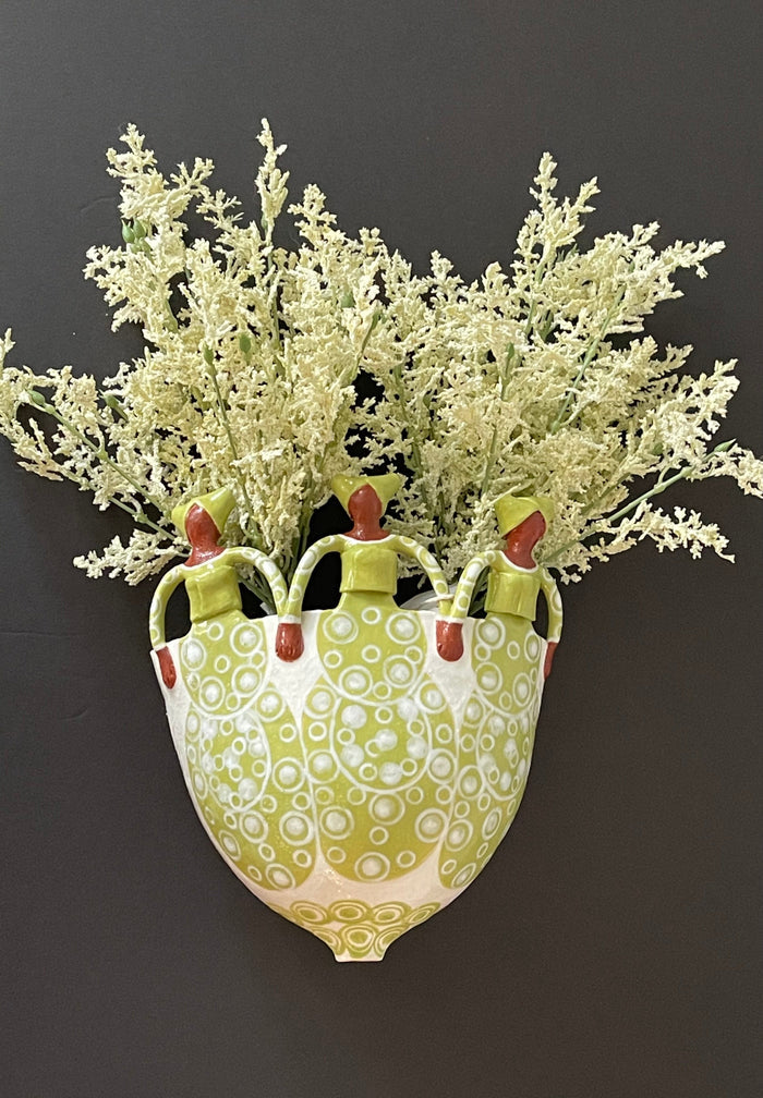 Ceramic 3 Lady Ubuntu Lime Wall Planter