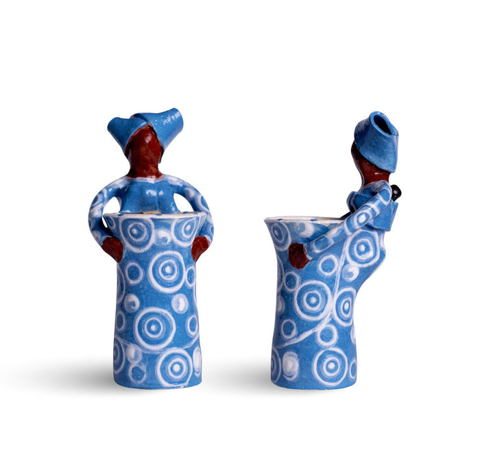 Ceramic African Lady Ubuntu Blue Vase