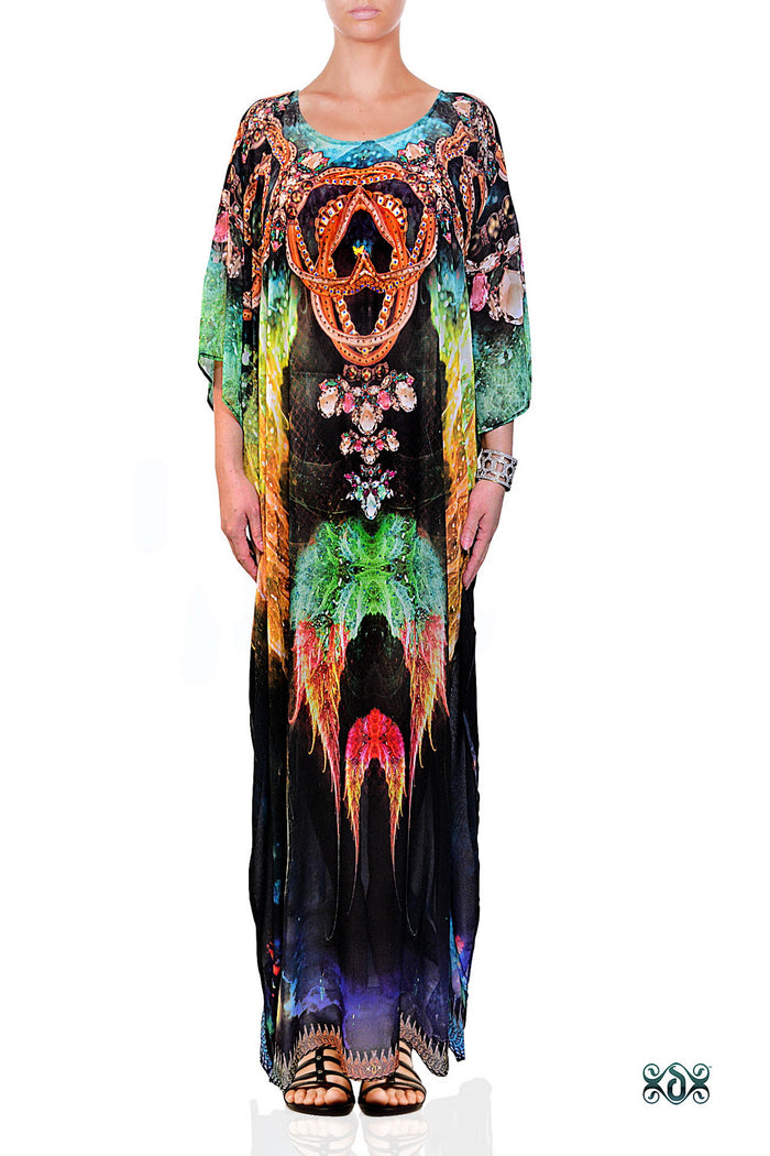 Devarshy Bright Green Luxurious Crystallize Design Long Embellished Designer Kaftan - 1097B , Apparel - DEVARSHY, DEVARSHY
 - 1