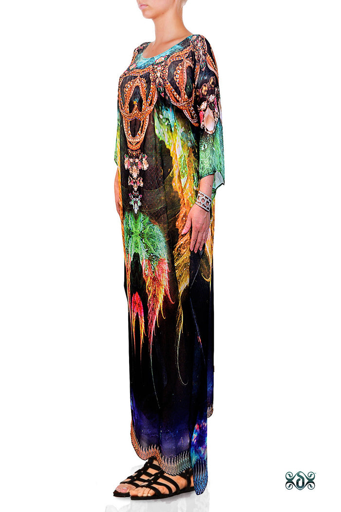 Devarshy Bright Green Luxurious Crystallize Design Long Embellished Designer Kaftan - 1097B , Apparel - DEVARSHY, DEVARSHY
 - 2