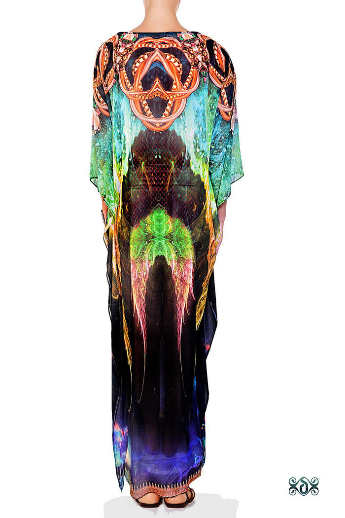 Devarshy Bright Green Luxurious Crystallize Design Long Embellished Designer Kaftan - 1097B , Apparel - DEVARSHY, DEVARSHY
 - 3