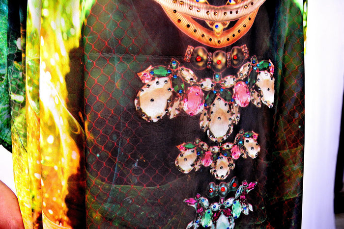 Devarshy Bright Green Luxurious Crystallize Design Long Embellished Designer Kaftan - 1097B , Apparel - DEVARSHY, DEVARSHY
 - 4