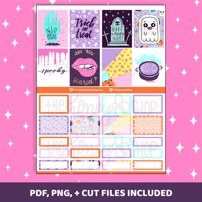 Cute and Spoopy Printable Weekly Kit | Vertical Planner | Printable Planner Stickers