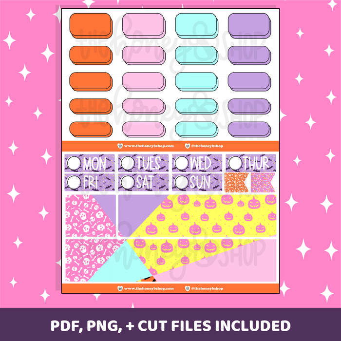 Cute and Spoopy Printable Weekly Kit | Vertical Planner | Printable Planner Stickers