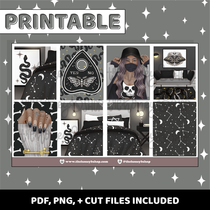 Darkness Printable Weekly Kit | Vertical Planner | Printable Planner Stickers