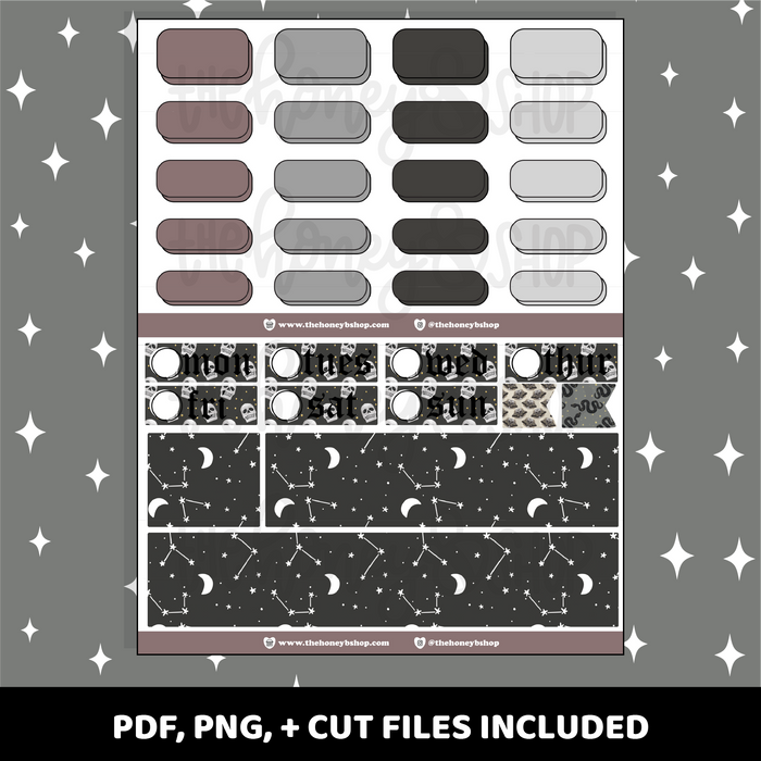Darkness Printable Weekly Kit | Vertical Planner | Printable Planner Stickers