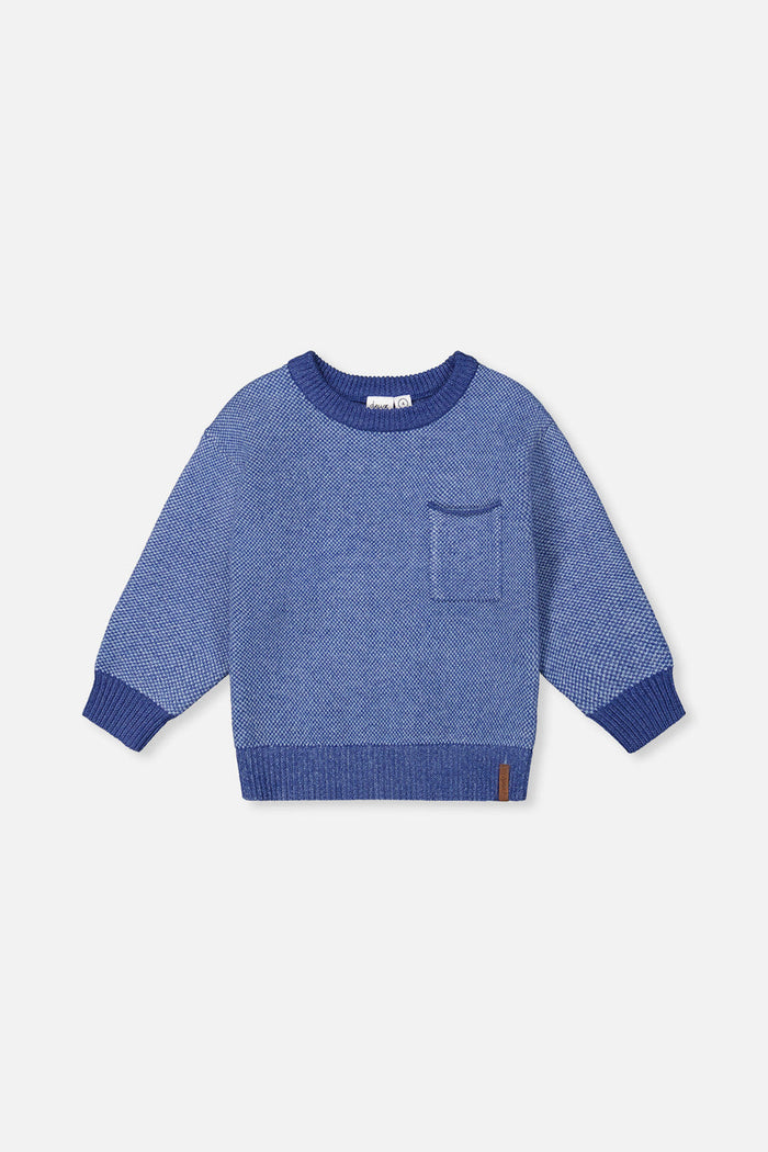 Deux Par Deux Crew Neck Sweater in Blue Mix