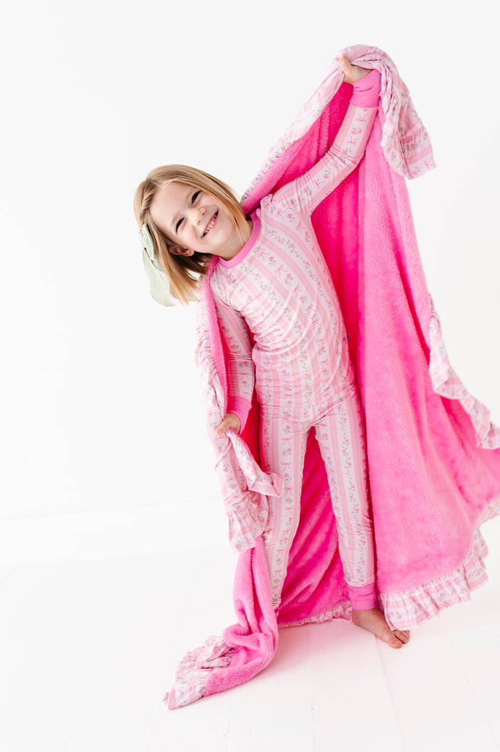 Everything's Coming Up Roses Fuzzy Ruffle Blanket