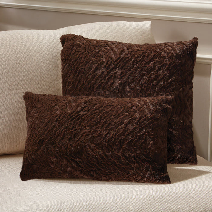Fabulous Faux Fur Dark Chocolate Channeled Mink Pillow