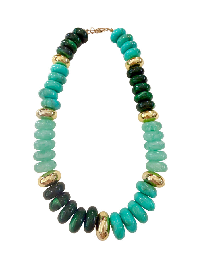 Gemelli - Rowell Beaded Disc Necklace- Turquoise Mix