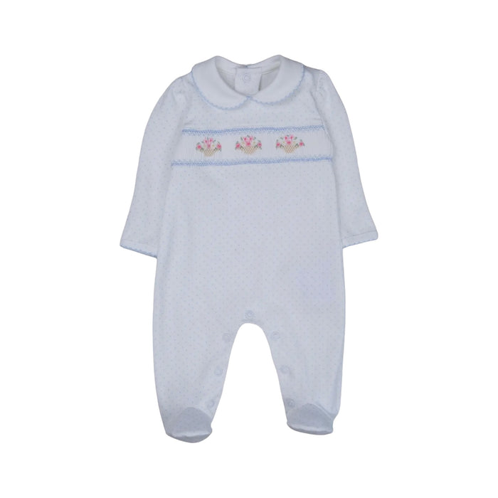 Gina Bouquet Handsmocked Pajama Babygrow