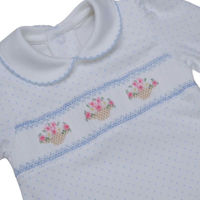 Gina Bouquet Handsmocked Pajama Babygrow