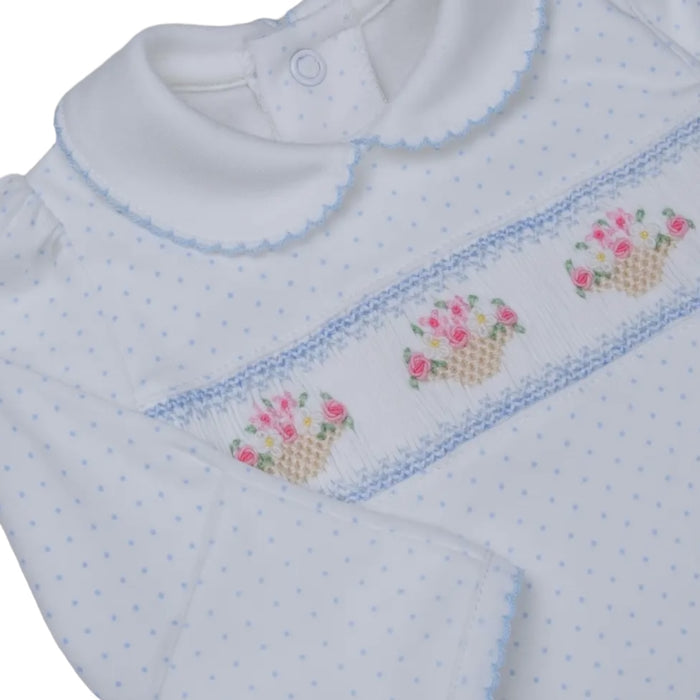 Gina Bouquet Handsmocked Pajama Babygrow