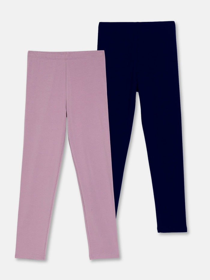 Girls Cotton Leggings - Pack of 2