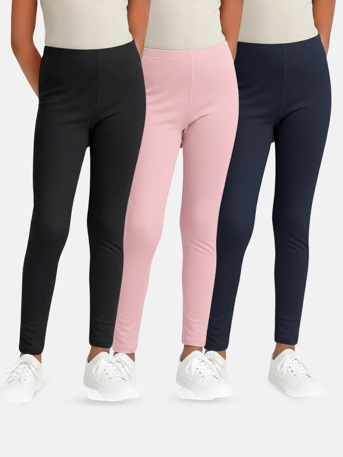 Girls Cotton Leggings - Pack of 3