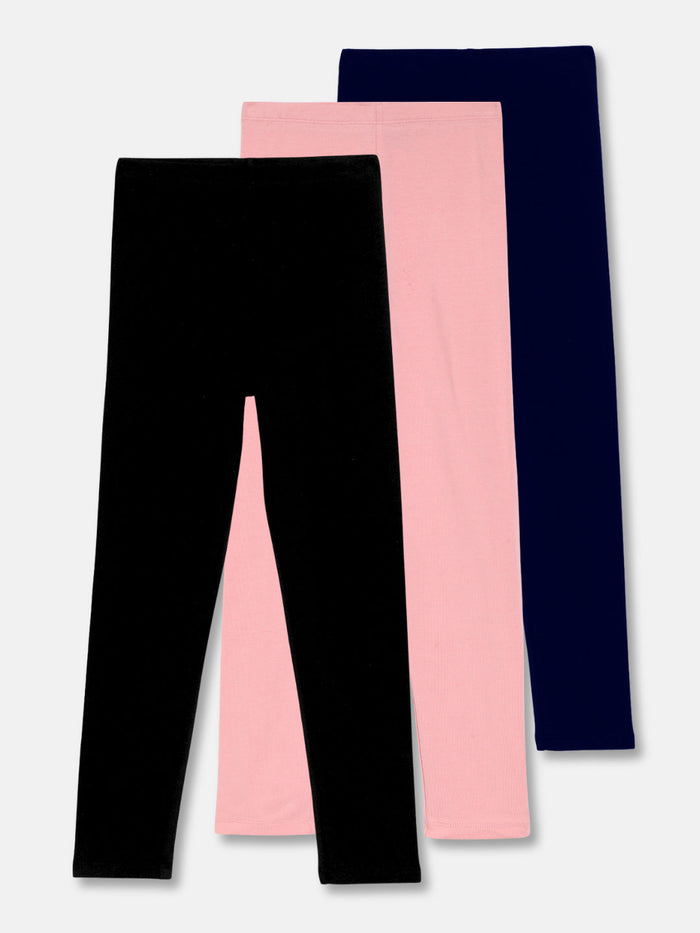 Girls Cotton Leggings - Pack of 3