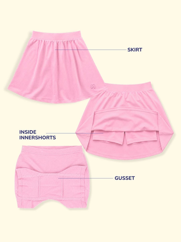Girls Everyday Skort Skirt | 3-in-1 Skirt with Built-in Shorts & Gusset (Pack of 2)