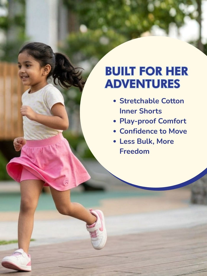 Girls Everyday Skort Skirt | 3-in-1 Skirt with Built-in Shorts & Gusset (Pack of 2)