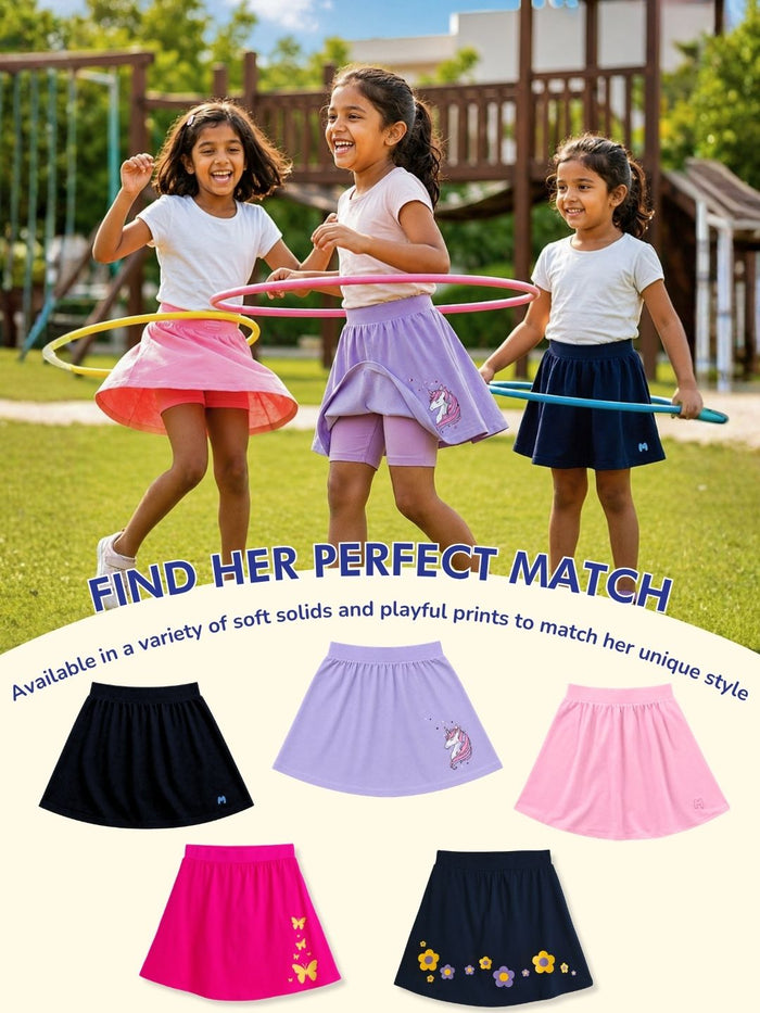 Girls Everyday Skort Skirt | 3-in-1 Skirt with Built-in Shorts & Gusset (Pack of 2)