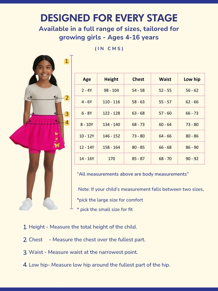Girls Everyday Skort Skirt | 3-in-1 Skirt with Built-in Shorts & Gusset (Pack of 2)