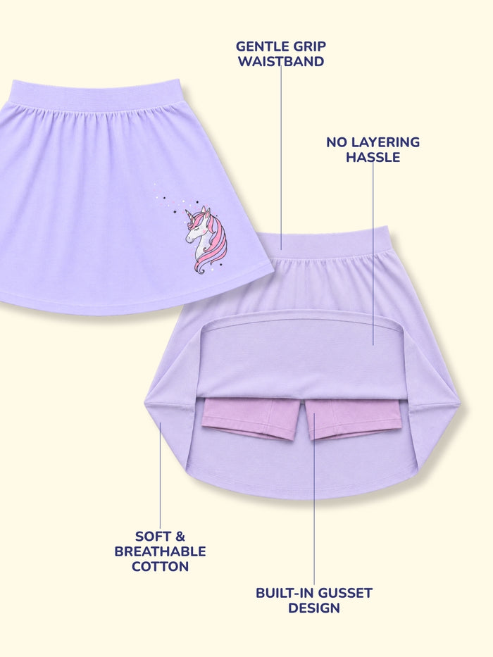 Girls Everyday Skort Skirt | 3-in-1 Skirt with Built-in Shorts & Gusset