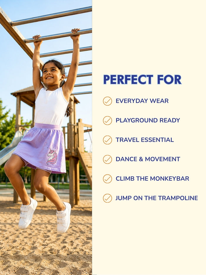Girls Everyday Skort Skirt | 3-in-1 Skirt with Built-in Shorts & Gusset
