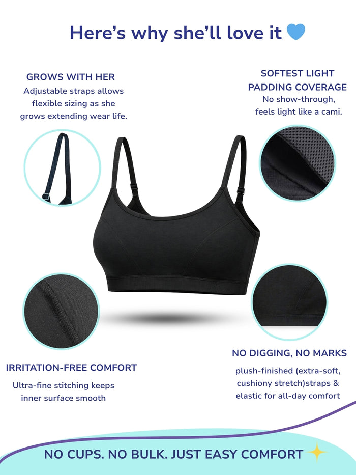 Girls First Bra Crop Top - Black