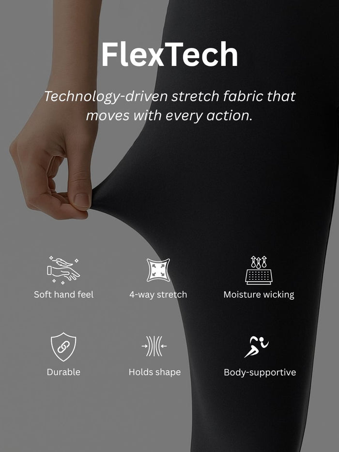 Girls FlexTech Sports Tights with Pockets - Black