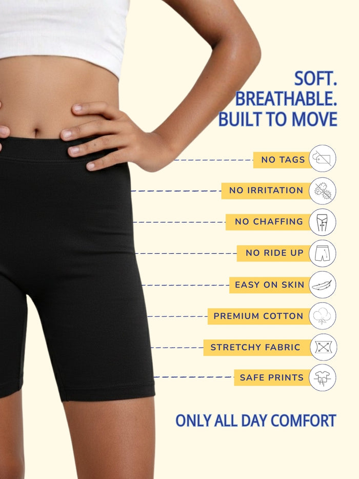 GIRLS INNERSHORTS - Pack of 2 (Black & Light Brown)