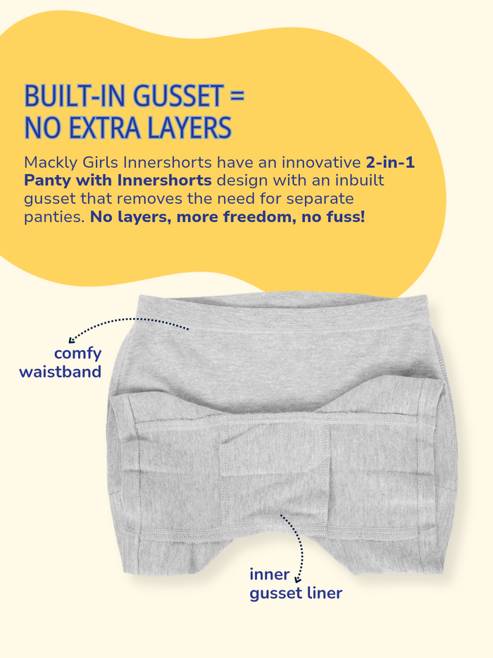 GIRLS INNERSHORTS, CHARCOAL MELANGE/PINK