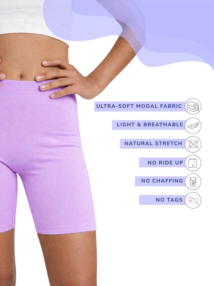 Girls Modal Innershorts - Pack of 2 (Lavender & White)
