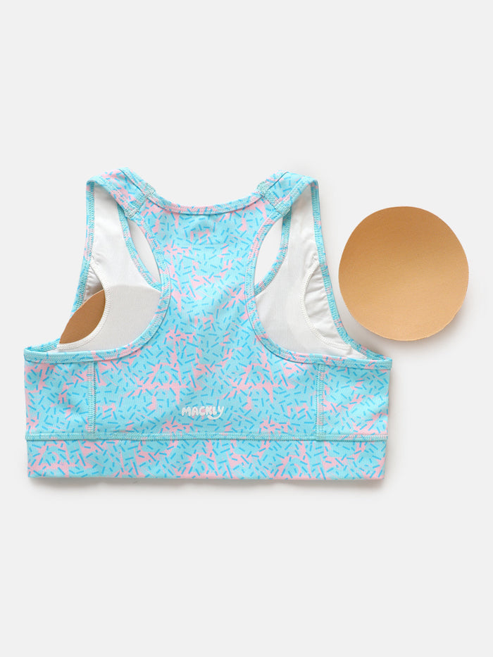 GIRLS SPORTS BRA - DONUT SPRINKLE (PADDED)