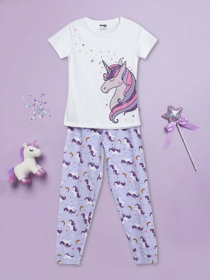 GIRLS TOP & PYJAMA SET - SPARKLE UNICORN