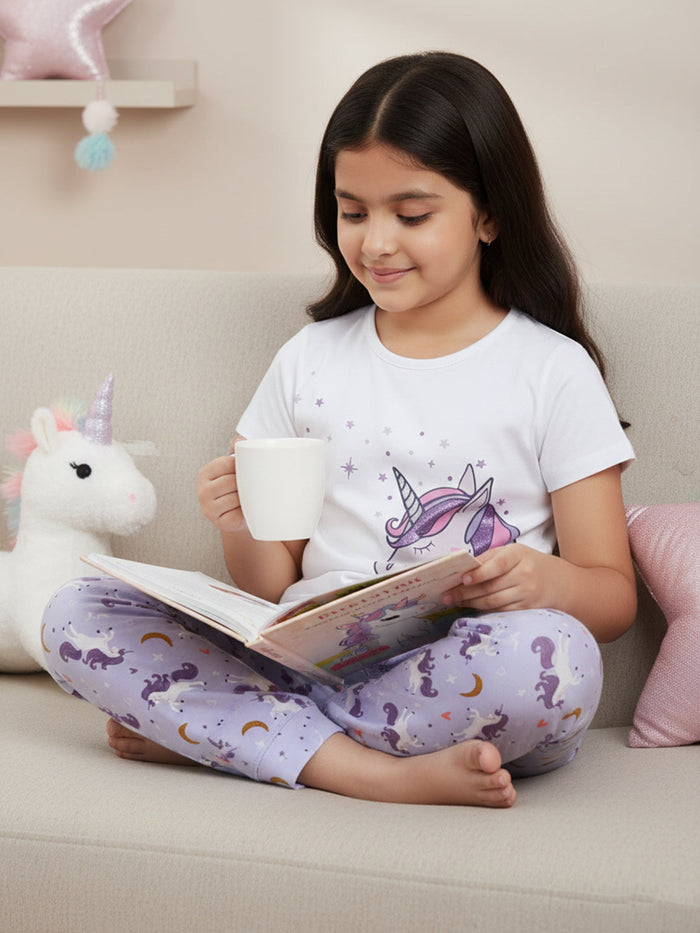 GIRLS TOP & PYJAMA SET - SPARKLE UNICORN