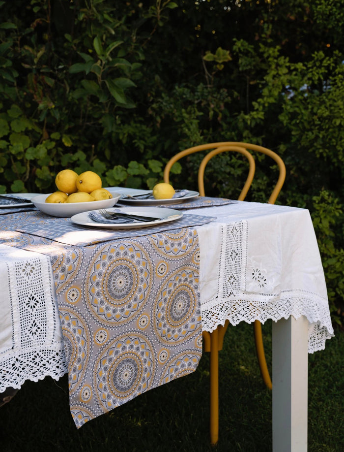 Gray Shweshwe Cotton Table Runner (Standard or Long)