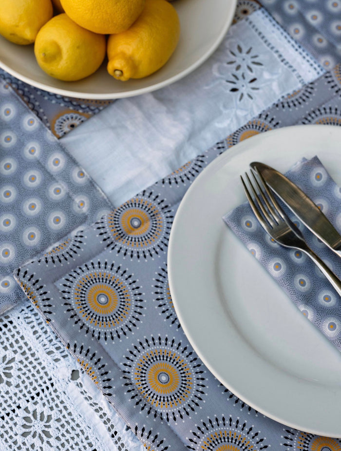 Gray Shweshwe Cotton Table Runner (Standard or Long)