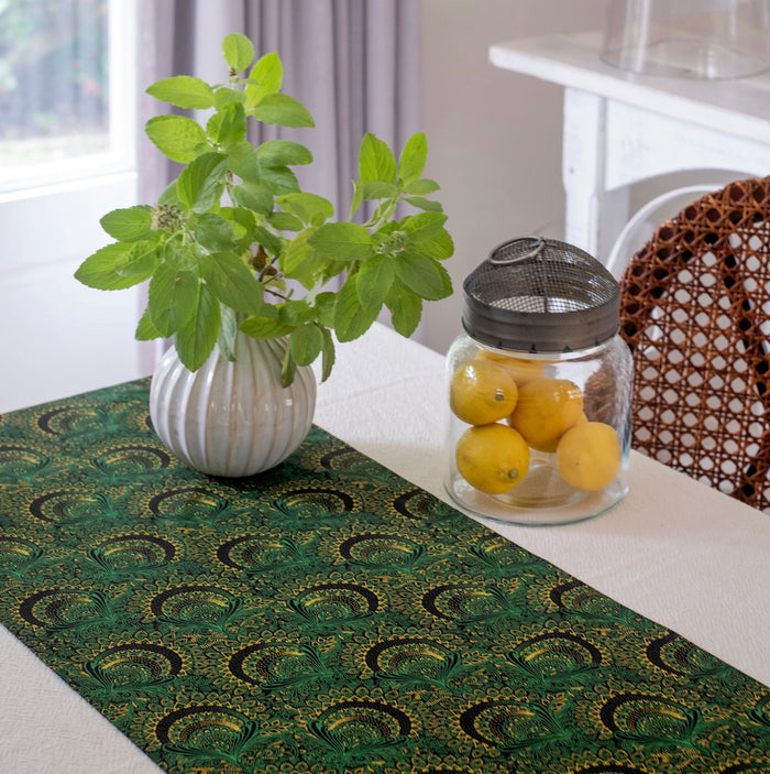 Green Shweshwe Cotton Table Runner (Standard or Long)