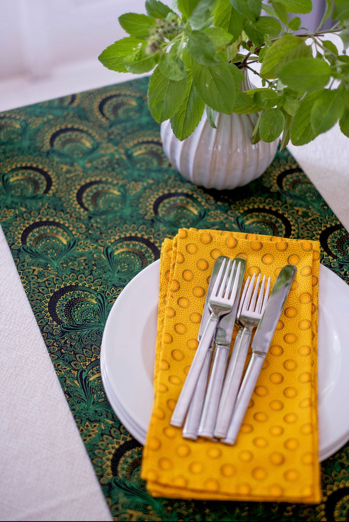 Green Shweshwe Cotton Table Runner (Standard or Long)