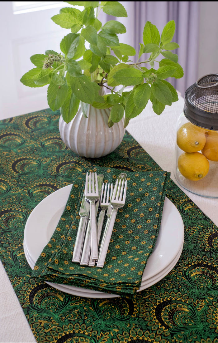 Green Shweshwe Cotton Table Runner (Standard or Long)
