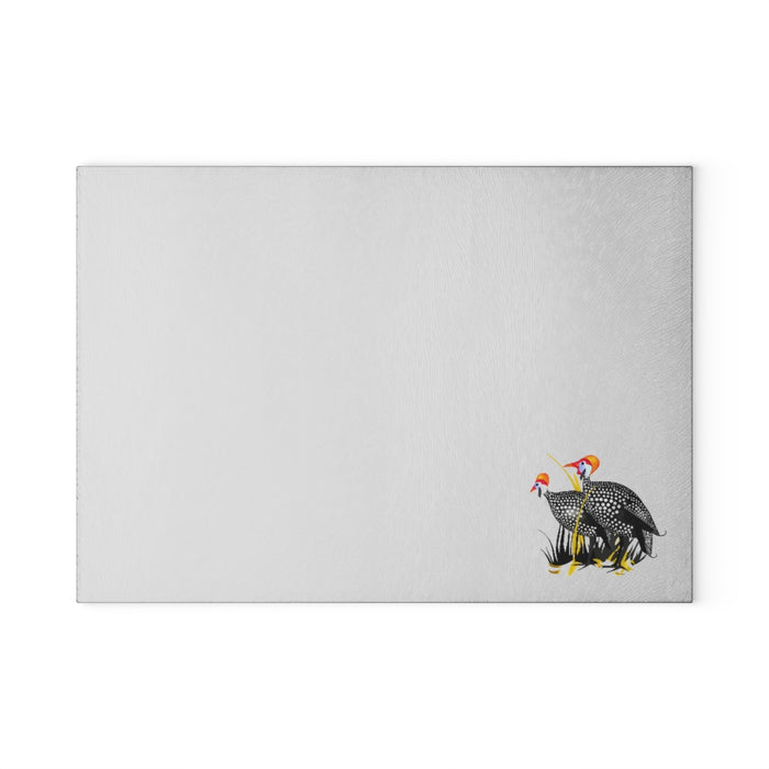 Guinea Fowl Couple Glass Cutting Board