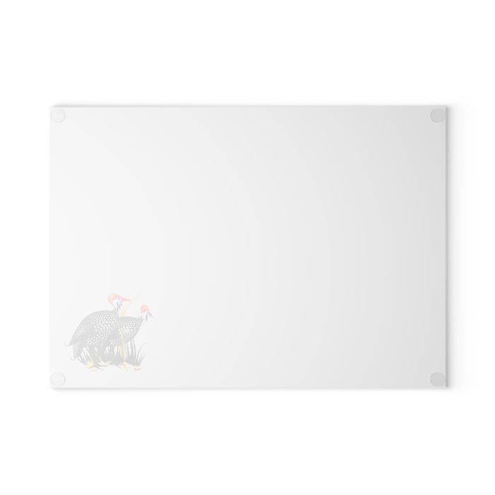 Guinea Fowl Couple Glass Cutting Board