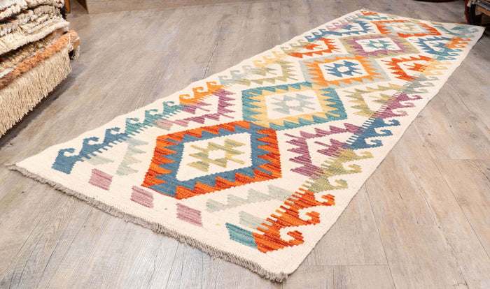Handmade Afghan Kilim short runner - 310205