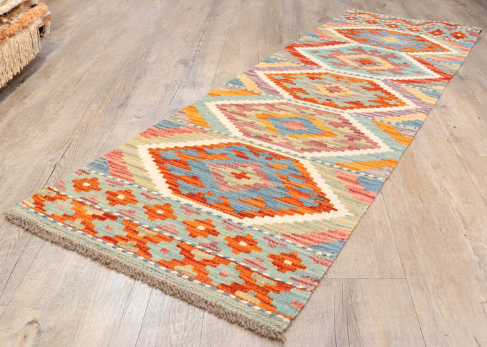 Handmade Afghan Kilim short runner - 310214