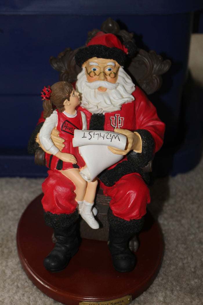 Indiana University Wishlist Santa w/wooden base