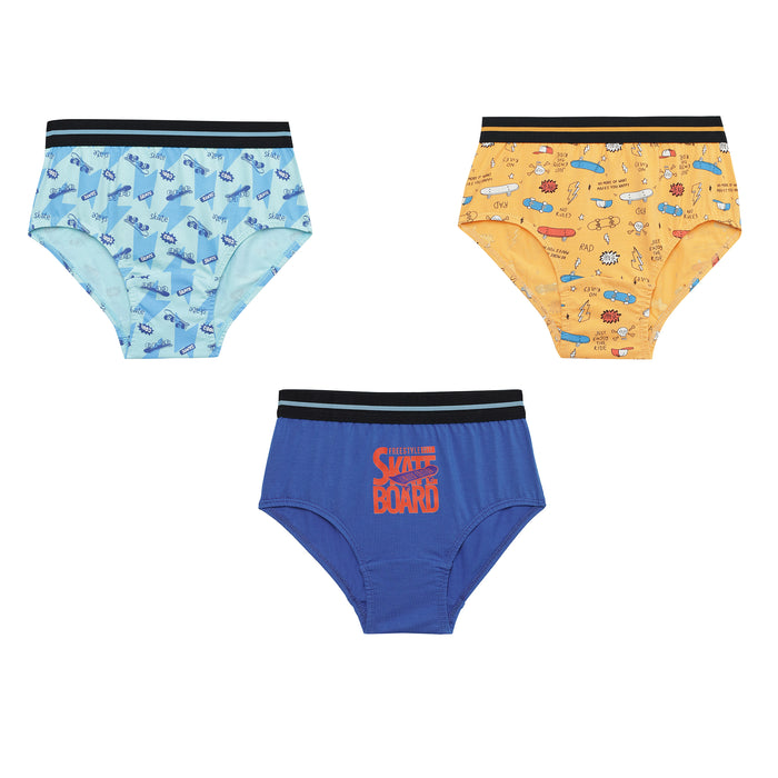 JR 533 Kids Printed Cotton Briefs Underwear with Elastic Belt Waistband for Kids Pack of 3