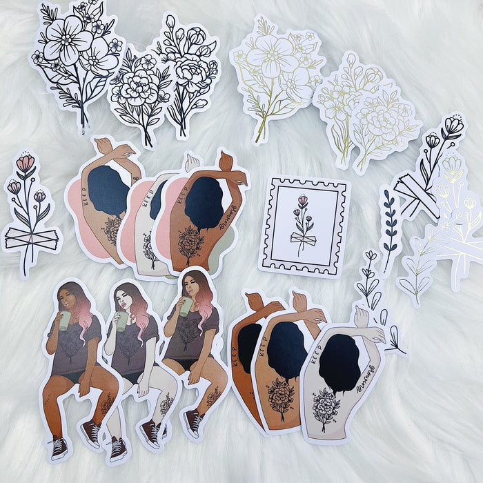 Keep Growing Vinyl Die Cut Pack | Soft Gold Foiled | ALL Skin Tones Included