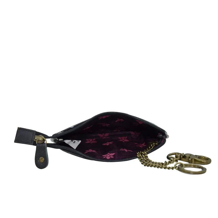 Leather Hand Painted Medium Zip Pouch - Jungle Queen (1107)
