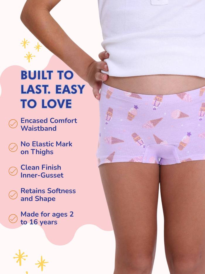 Mackly Girls Boxers - Pack of 3 | Amor/Solid